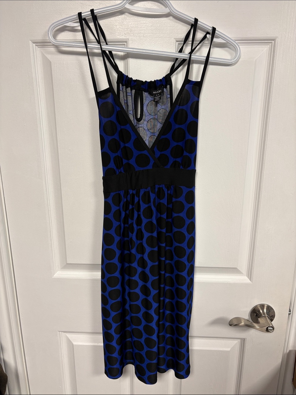 Majora Royal Blue with Black Polka Dot Dress, Woman Size Small, Woman Dress